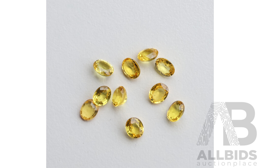 Yellow Sapphires, (10) Unset Oval Cut Est 4.1mm X 3.5mm Each, 3.05ct