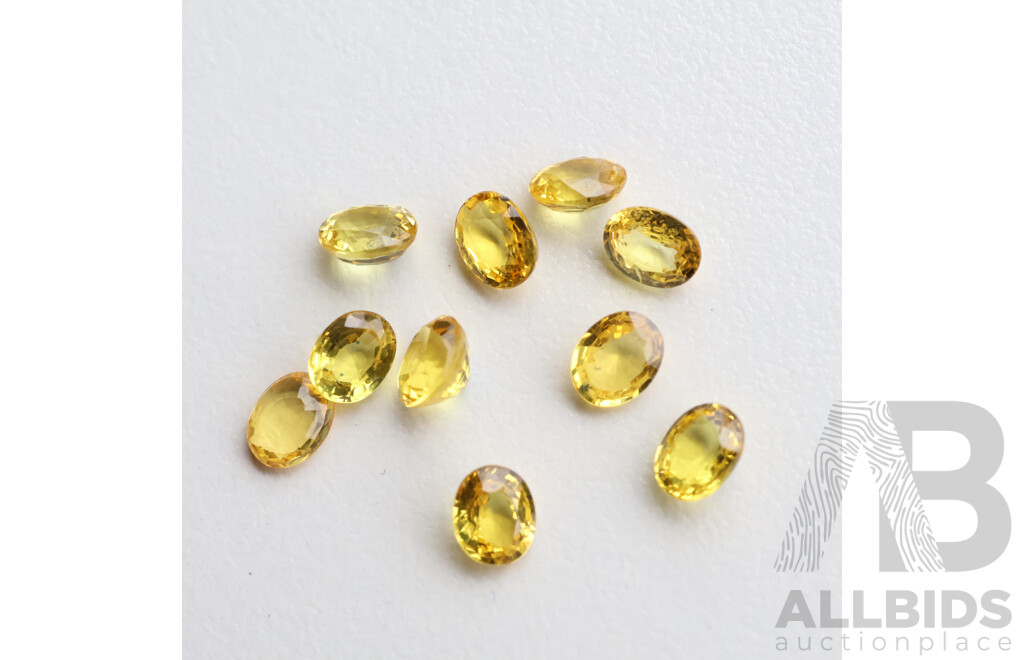 Yellow Sapphires, (10) Unset Oval Cut Est 4.1mm X 3.5mm Each, 3.05ct