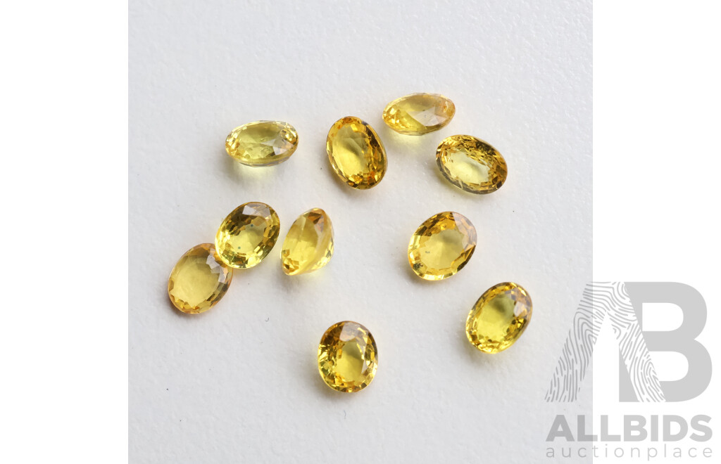 Yellow Sapphires, (10) Unset Oval Cut Est 4.1mm X 3.5mm Each, 3.05ct