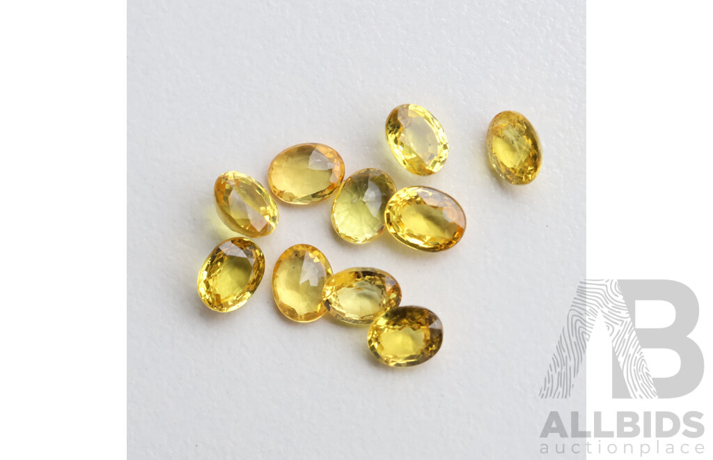 Yellow Sapphires, (10) Unset Oval Cut Est 4.1mm X 3.5mm Each, 3.05ct