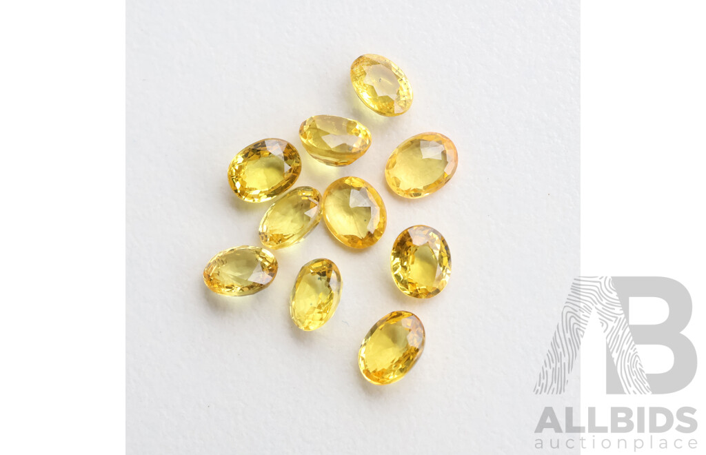 Yellow Sapphires, (10) Unset Oval Cut Est 4.1mm X 3.5mm Each, 3.05ct
