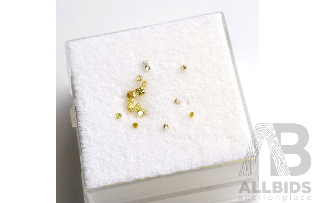 Fancy Yellow Diamond Mellee, (16) Unset Gemstones, Each 0.95-1.25mm Each, Est TDW 0.10ct
