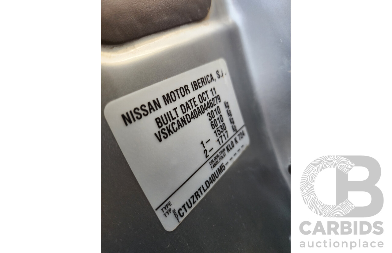 1/2012 Nissan Navara ST (4x4) D40 MY12 Dual Cab P/Up Silver Or Chrome 3.0L