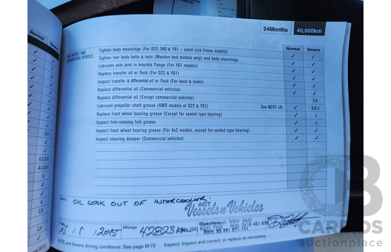 1/2012 Nissan Navara ST (4x4) D40 MY12 Dual Cab P/Up Silver Or Chrome 3.0L