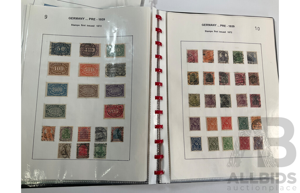 Album of Hinged Antique/Vintage Stamps Including Gambia, Germany, Gibraltar, Gold Coast, Greece, Georgia, Guadeloupe, Guatemala, Guyana, Haiti, Hedjaz, Hong Kong, Hungary, Iceland