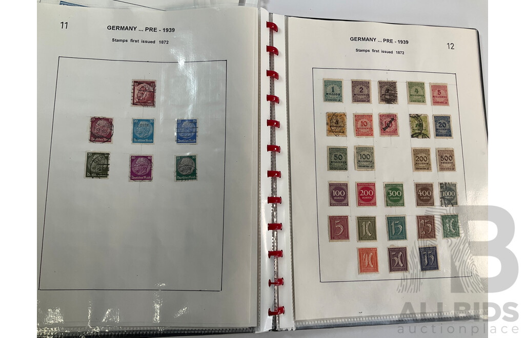 Album of Hinged Antique/Vintage Stamps Including Gambia, Germany, Gibraltar, Gold Coast, Greece, Georgia, Guadeloupe, Guatemala, Guyana, Haiti, Hedjaz, Hong Kong, Hungary, Iceland