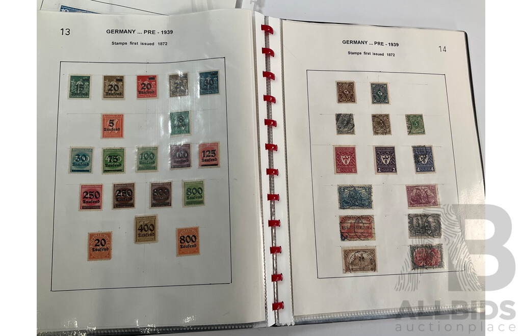 Album of Hinged Antique/Vintage Stamps Including Gambia, Germany, Gibraltar, Gold Coast, Greece, Georgia, Guadeloupe, Guatemala, Guyana, Haiti, Hedjaz, Hong Kong, Hungary, Iceland