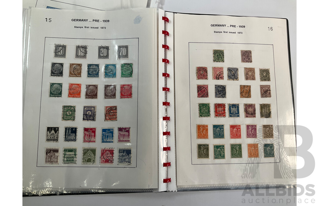 Album of Hinged Antique/Vintage Stamps Including Gambia, Germany, Gibraltar, Gold Coast, Greece, Georgia, Guadeloupe, Guatemala, Guyana, Haiti, Hedjaz, Hong Kong, Hungary, Iceland