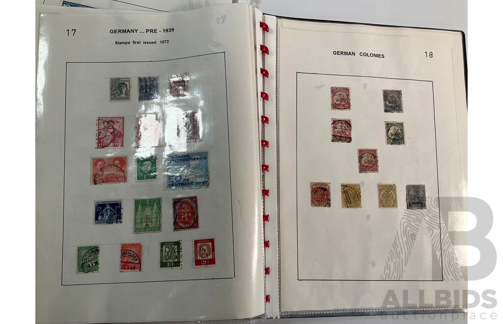 Album of Hinged Antique/Vintage Stamps Including Gambia, Germany, Gibraltar, Gold Coast, Greece, Georgia, Guadeloupe, Guatemala, Guyana, Haiti, Hedjaz, Hong Kong, Hungary, Iceland