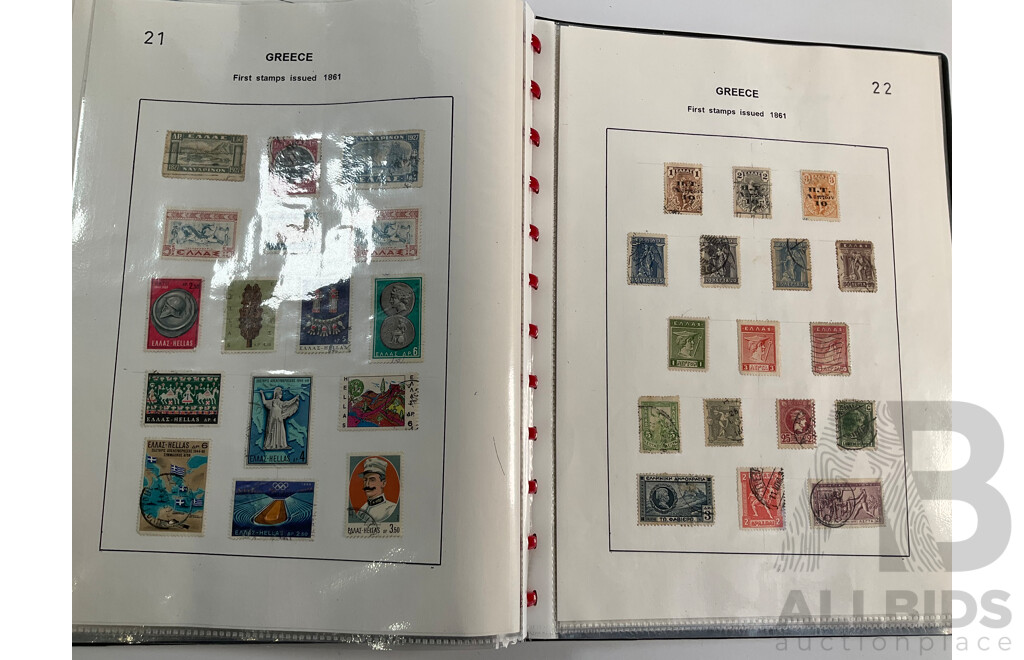 Album of Hinged Antique/Vintage Stamps Including Gambia, Germany, Gibraltar, Gold Coast, Greece, Georgia, Guadeloupe, Guatemala, Guyana, Haiti, Hedjaz, Hong Kong, Hungary, Iceland