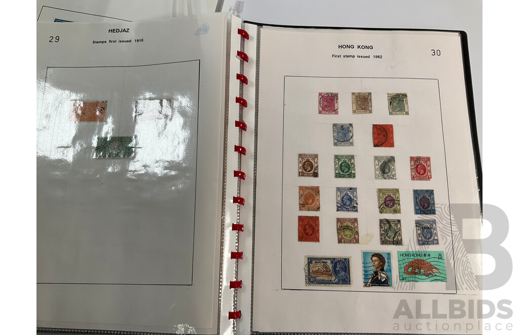 Album of Hinged Antique/Vintage Stamps Including Gambia, Germany, Gibraltar, Gold Coast, Greece, Georgia, Guadeloupe, Guatemala, Guyana, Haiti, Hedjaz, Hong Kong, Hungary, Iceland