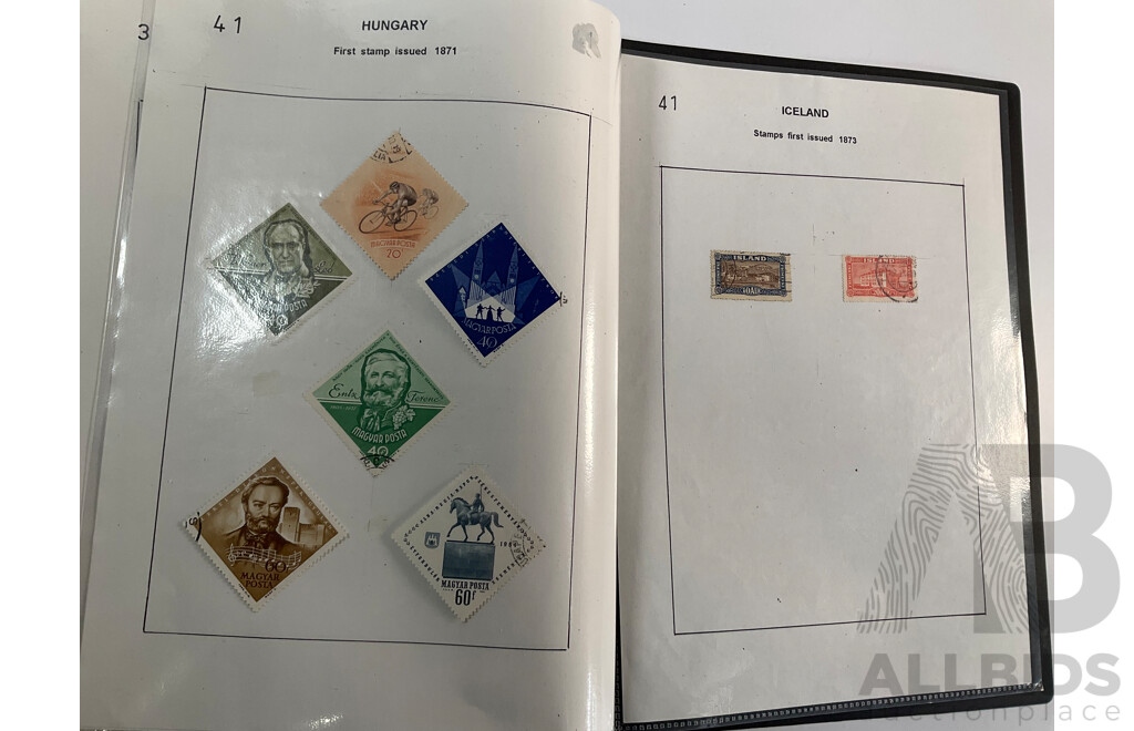 Album of Hinged Antique/Vintage Stamps Including Gambia, Germany, Gibraltar, Gold Coast, Greece, Georgia, Guadeloupe, Guatemala, Guyana, Haiti, Hedjaz, Hong Kong, Hungary, Iceland