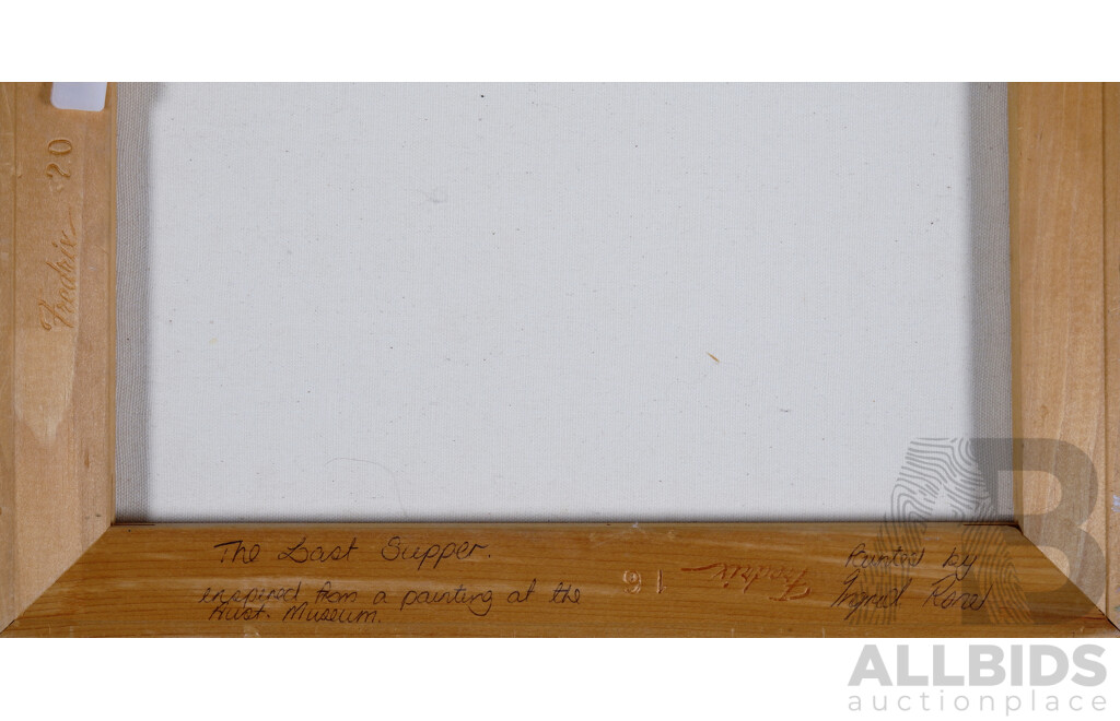 Ingrid Ronel (Indigenous-Australian, 20th Century), the Last Supper, Acrylic on Canvas, 51 x 40.5 cm