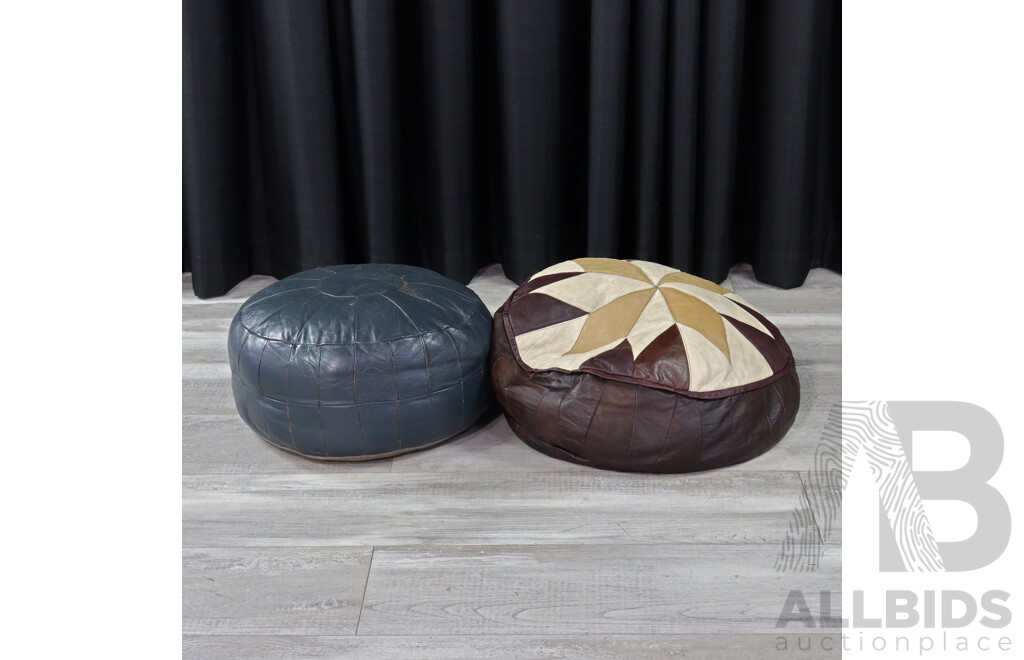 Pair of Vintage Leather Ottomans
