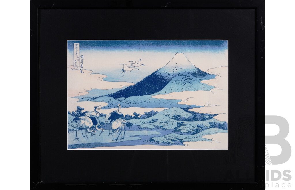 After Hokusai Katsushika, (Edo Period, Japanese, 1760-1849), View From Umezawa Sa in Sagami Province, (36 Views of Mt. Fuji), Polychrome Wood-Block Print of Original, 44 x 54 cm (frame)