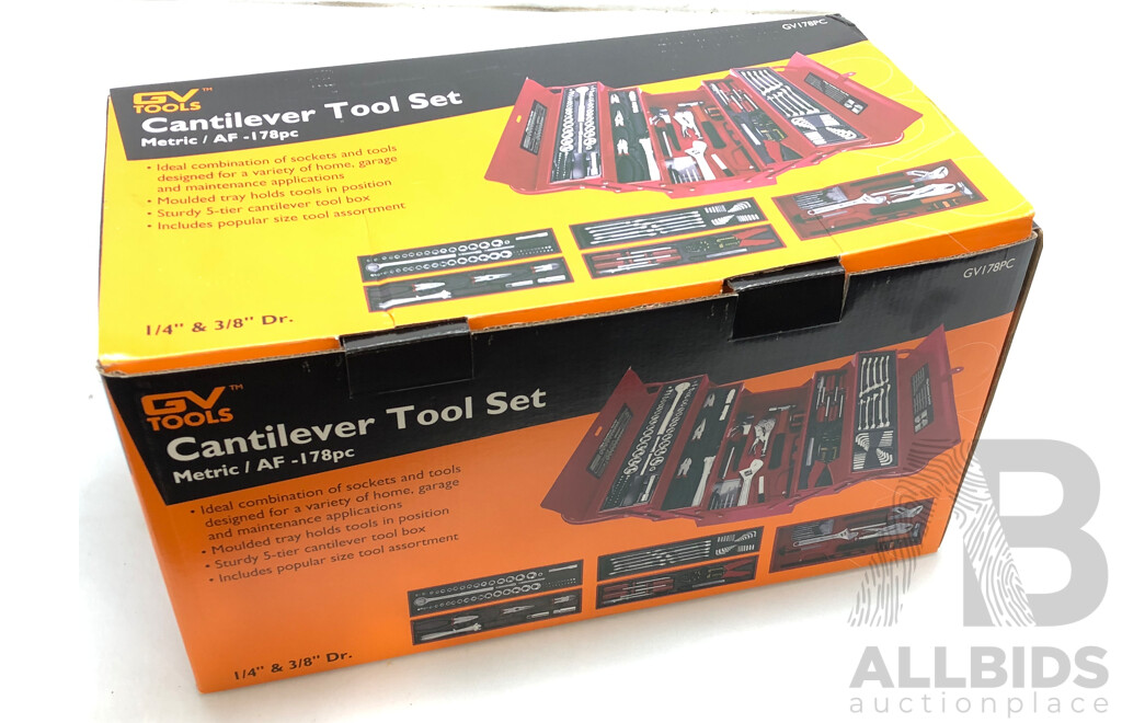 GV Tools 178 Piece Cantilever Metric/AF Tool Set - New