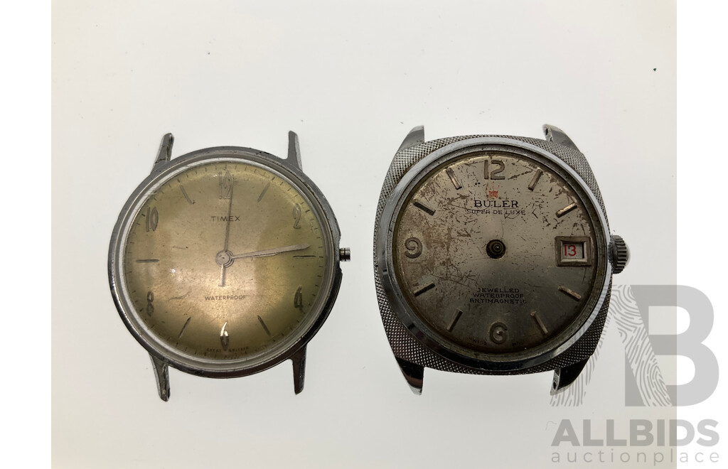 Collection of Men's Vintage Wrist Watches for Restoration or Parts Including Coronet, Buler, Junghans, Timex