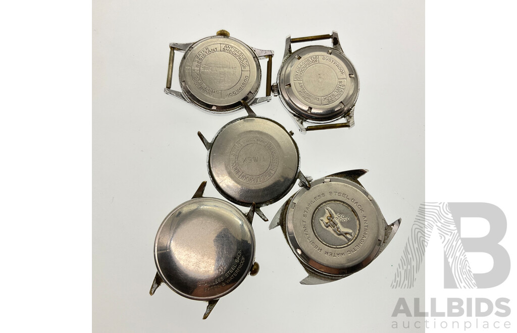 Collection of Men's Vintage Wrist Watches for Restoration or Parts Including Coronet, Buler, Junghans, Timex