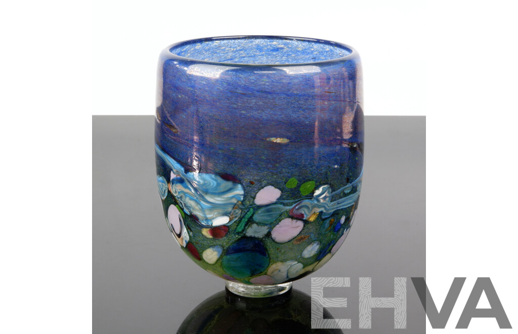 Australian Hand Blown Studio Art Glass Tall Bowl, Signed PTR 06 WA to Base