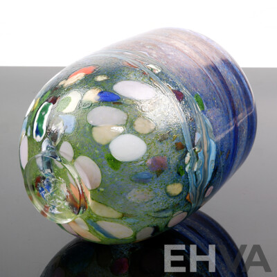 Australian Hand Blown Studio Art Glass Tall Bowl, Signed PTR 06 WA to Base