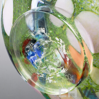 Australian Hand Blown Studio Art Glass Tall Bowl, Signed PTR 06 WA to Base