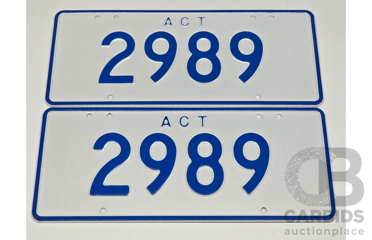 ACT 4-Digit Numerical Number Plate - 2989