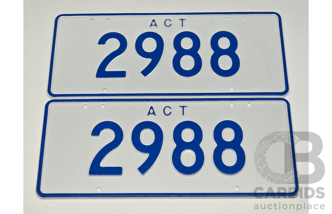 ACT 4-Digit Numerical Number Plate - 2988