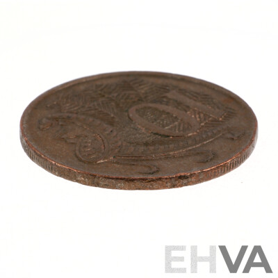 Unique Australian 1984 Copper Ten Cent Coin with Obverse and Reverse Rim Error