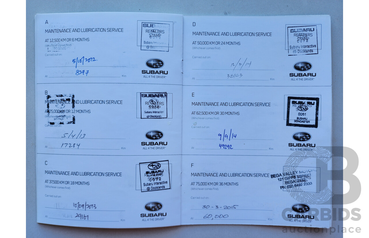 4/2012 Subaru XV 2.0i-S  4d Wagon White 2.0L