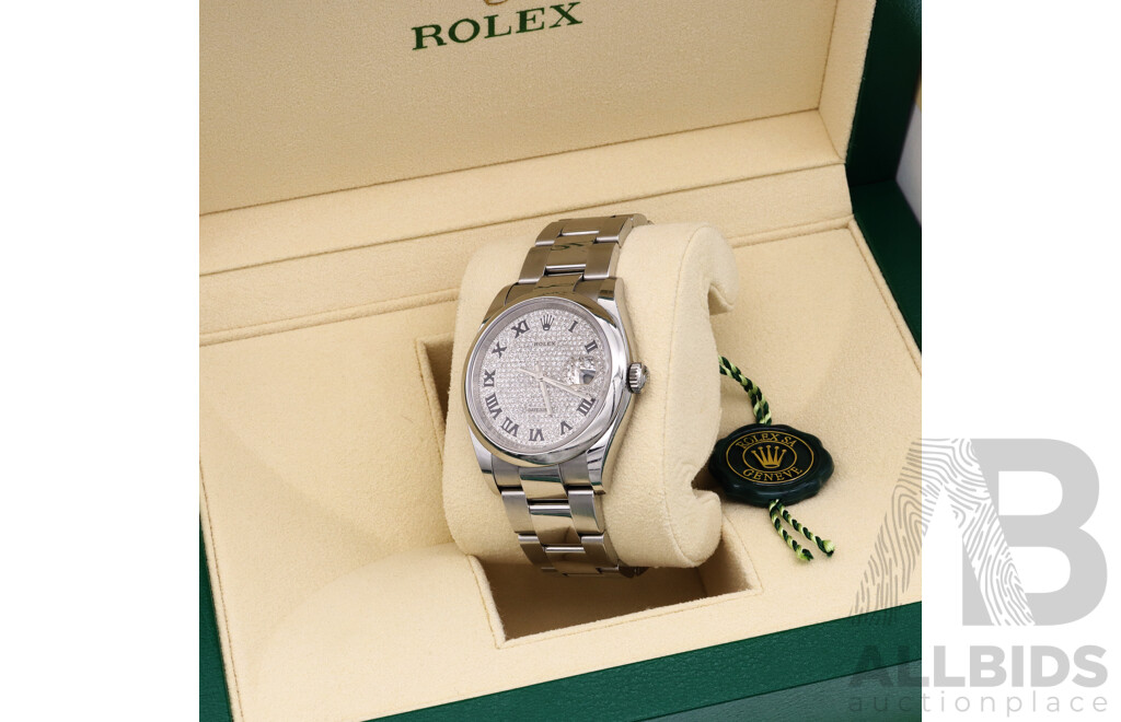 Boxed Rolex Datejust 36, Diamond Dial Bezel Watch - MK2184