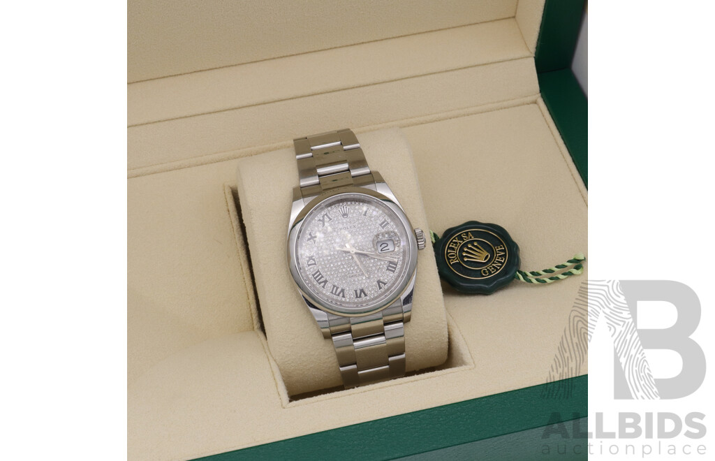 Boxed Rolex Datejust 36, Diamond Dial Bezel Watch - MK2184