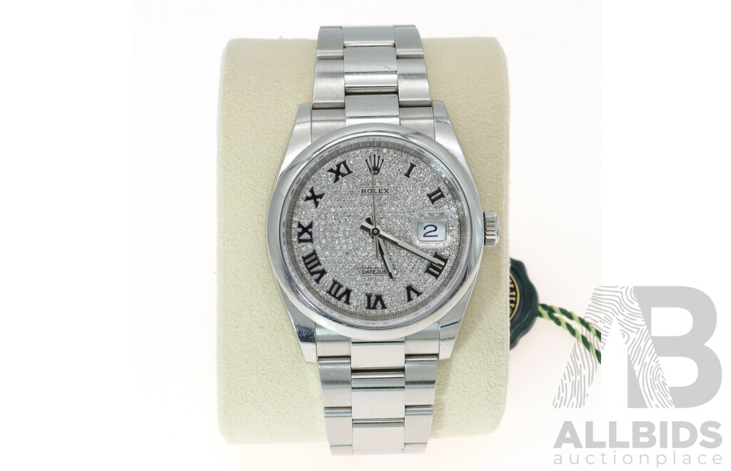 Boxed Rolex Datejust 36, Diamond Dial Bezel Watch - MK2184
