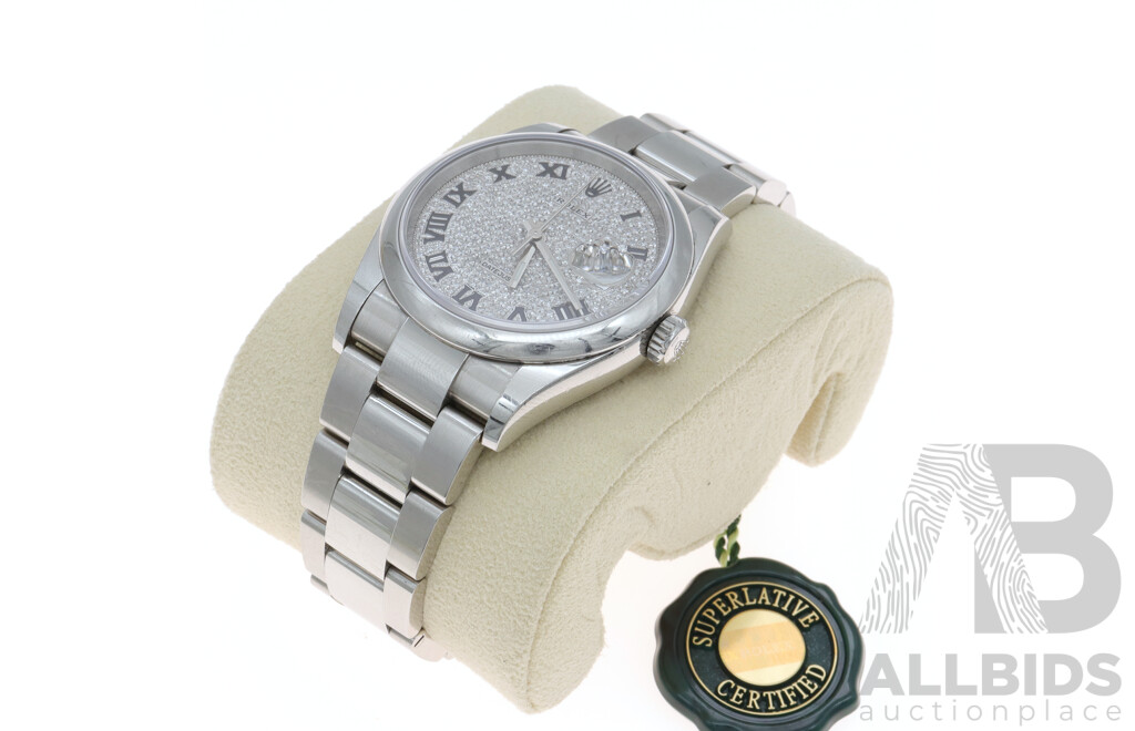 Boxed Rolex Datejust 36, Diamond Dial Bezel Watch - MK2184