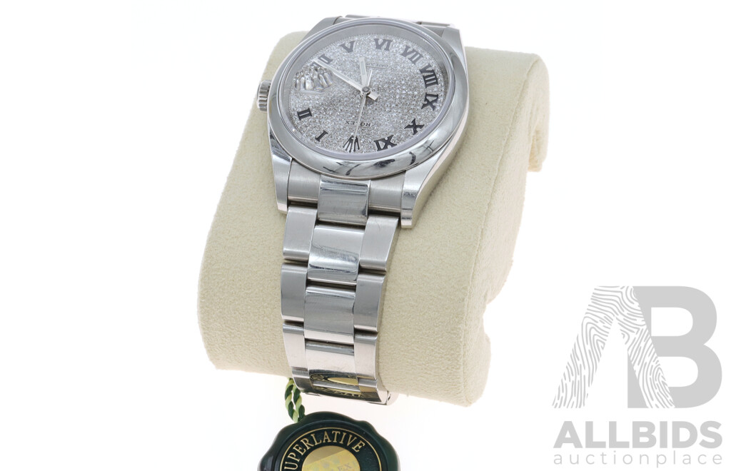 Boxed Rolex Datejust 36, Diamond Dial Bezel Watch - MK2184