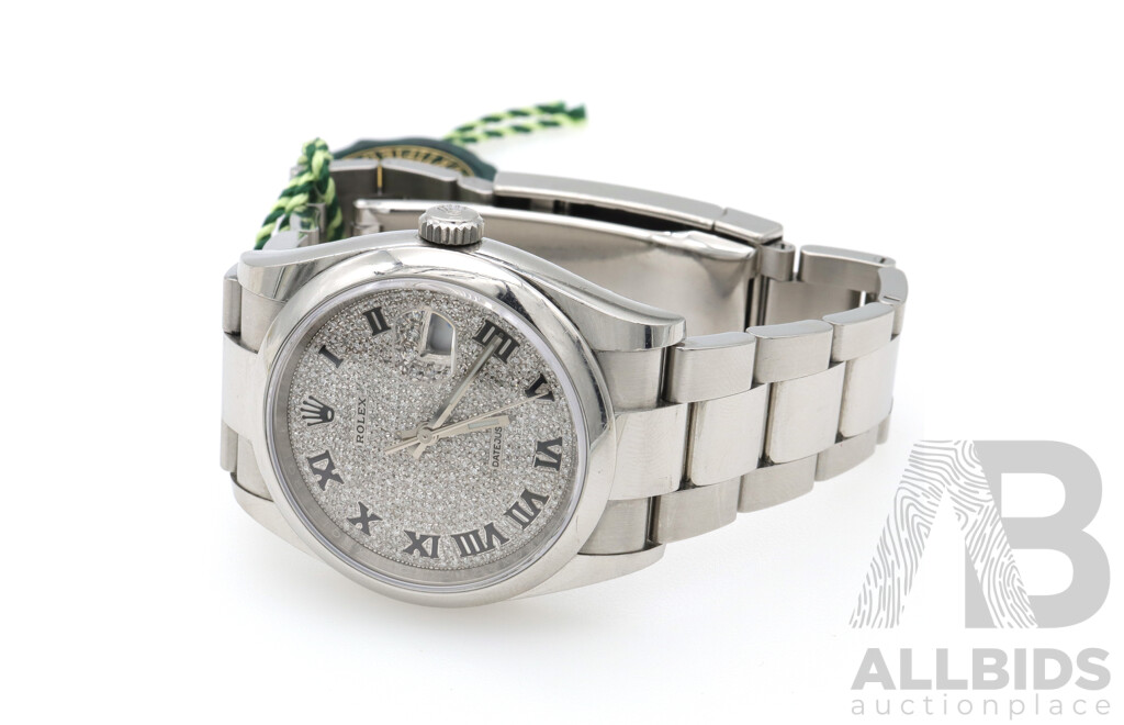 Boxed Rolex Datejust 36, Diamond Dial Bezel Watch - MK2184
