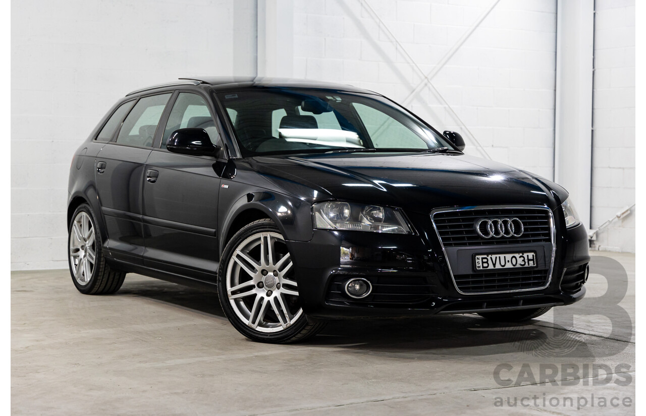 7/2010 Audi A3 S-Line Sportback 1.8 TFSI Ambition 8P MY10 5d Hatchback Phantom Black Pearl Turbo 1.8L