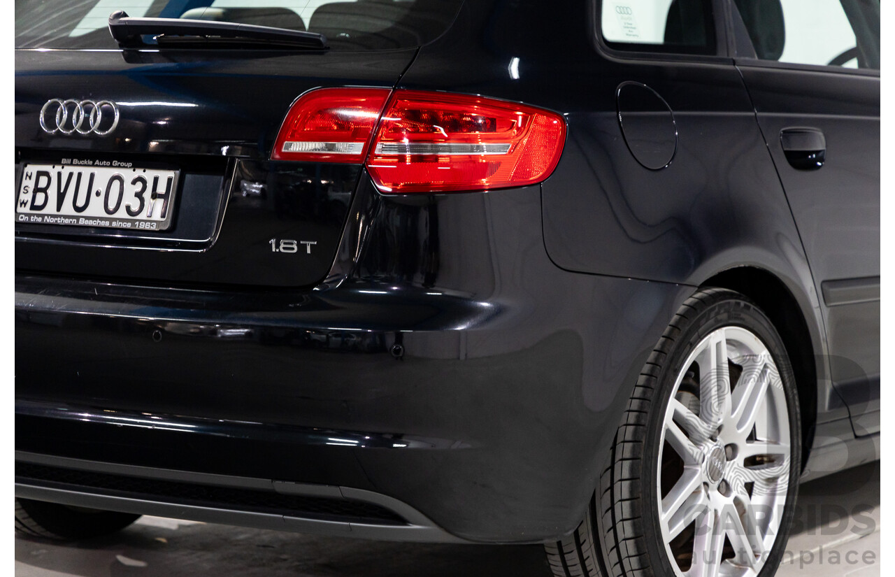 7/2010 Audi A3 S-Line Sportback 1.8 TFSI Ambition 8P MY10 5d Hatchback Phantom Black Pearl Turbo 1.8L