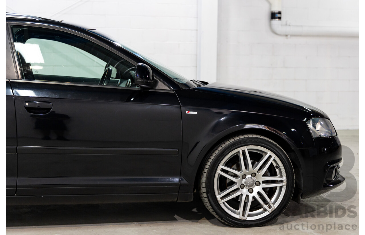 7/2010 Audi A3 S-Line Sportback 1.8 TFSI Ambition 8P MY10 5d Hatchback Phantom Black Pearl Turbo 1.8L