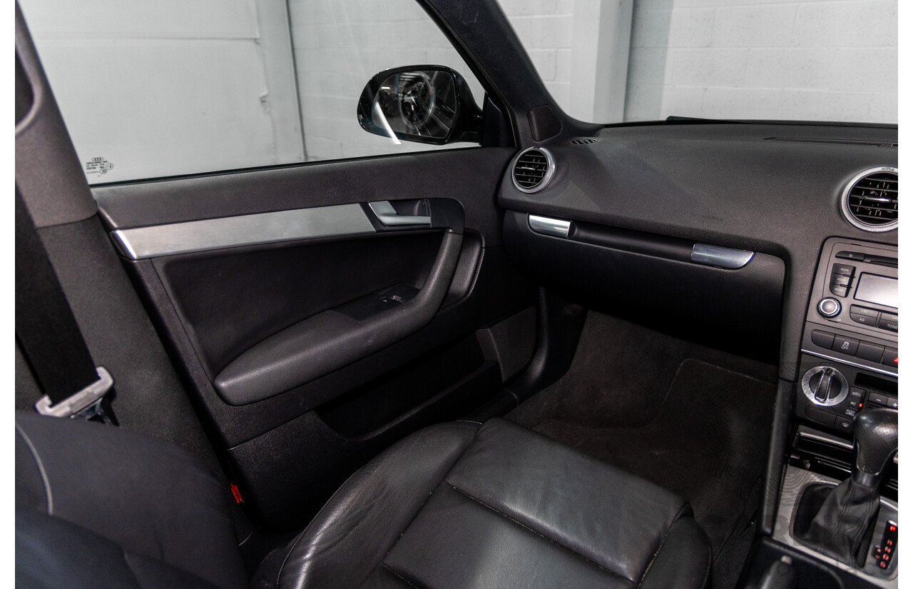 7/2010 Audi A3 S-Line Sportback 1.8 TFSI Ambition 8P MY10 5d Hatchback Phantom Black Pearl Turbo 1.8L