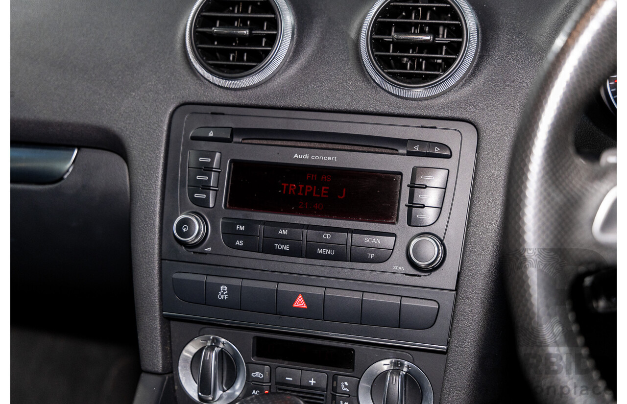 7/2010 Audi A3 S-Line Sportback 1.8 TFSI Ambition 8P MY10 5d Hatchback Phantom Black Pearl Turbo 1.8L