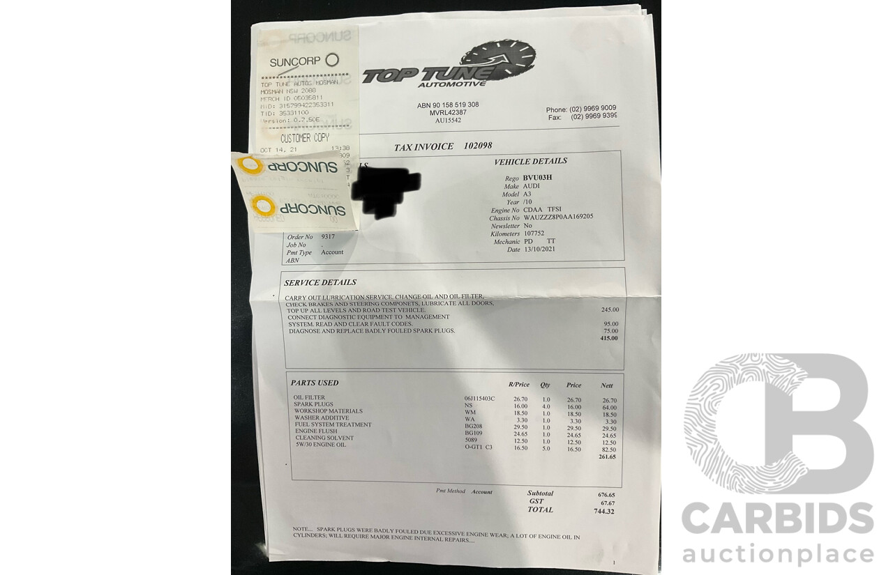 7/2010 Audi A3 S-Line Sportback 1.8 TFSI Ambition 8P MY10 5d Hatchback Phantom Black Pearl Turbo 1.8L