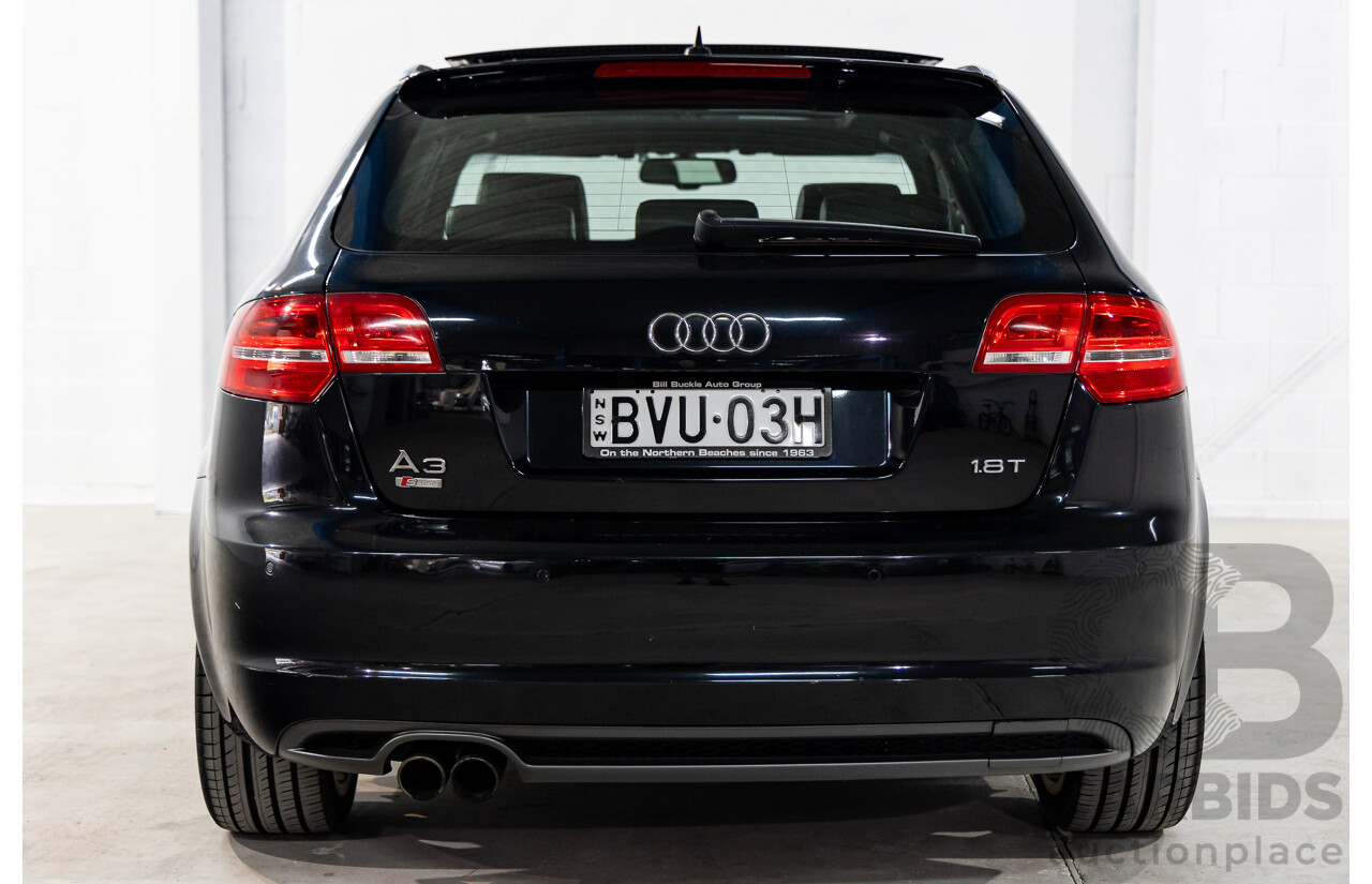 7/2010 Audi A3 S-Line Sportback 1.8 TFSI Ambition 8P MY10 5d Hatchback Phantom Black Pearl Turbo 1.8L