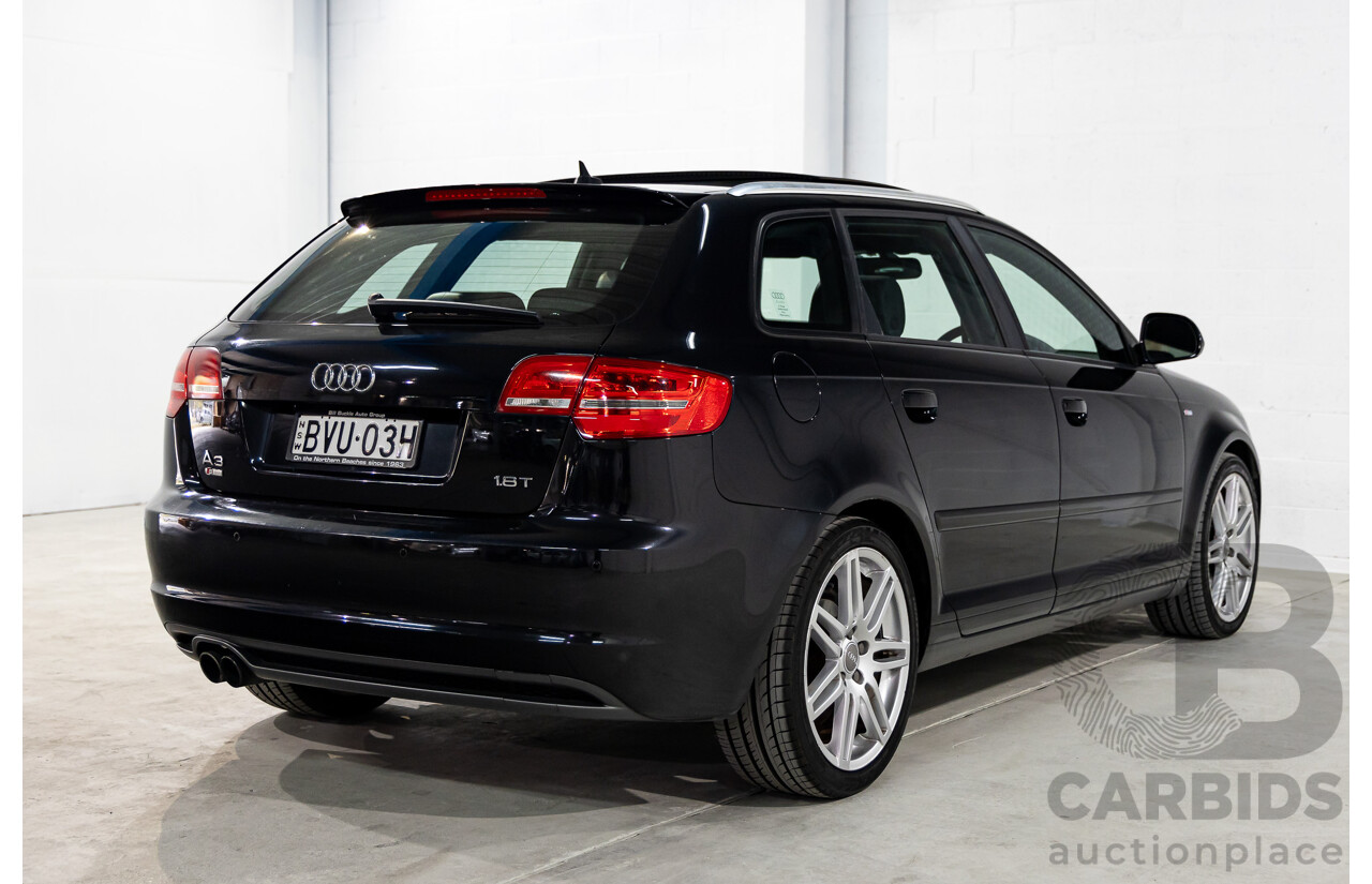 7/2010 Audi A3 S-Line Sportback 1.8 TFSI Ambition 8P MY10 5d Hatchback Phantom Black Pearl Turbo 1.8L