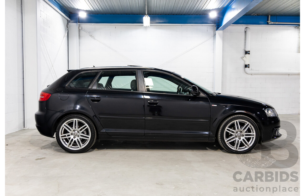 7/2010 Audi A3 S-Line Sportback 1.8 TFSI Ambition 8P MY10 5d Hatchback Phantom Black Pearl Turbo 1.8L