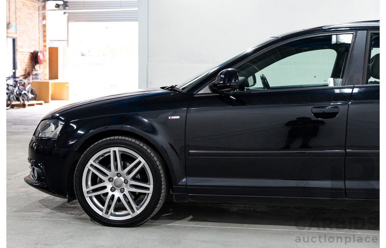 7/2010 Audi A3 S-Line Sportback 1.8 TFSI Ambition 8P MY10 5d Hatchback Phantom Black Pearl Turbo 1.8L
