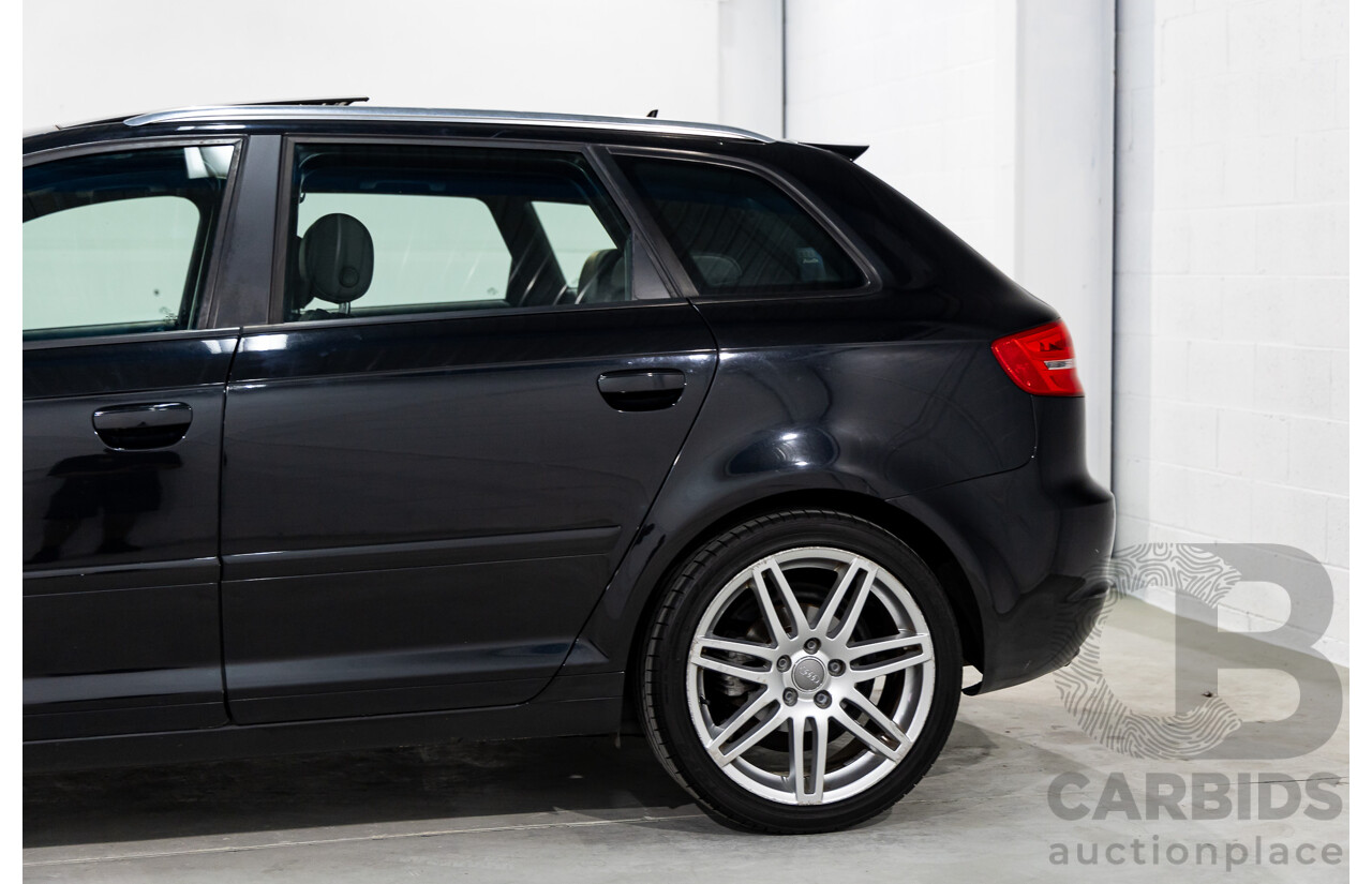 7/2010 Audi A3 S-Line Sportback 1.8 TFSI Ambition 8P MY10 5d Hatchback Phantom Black Pearl Turbo 1.8L