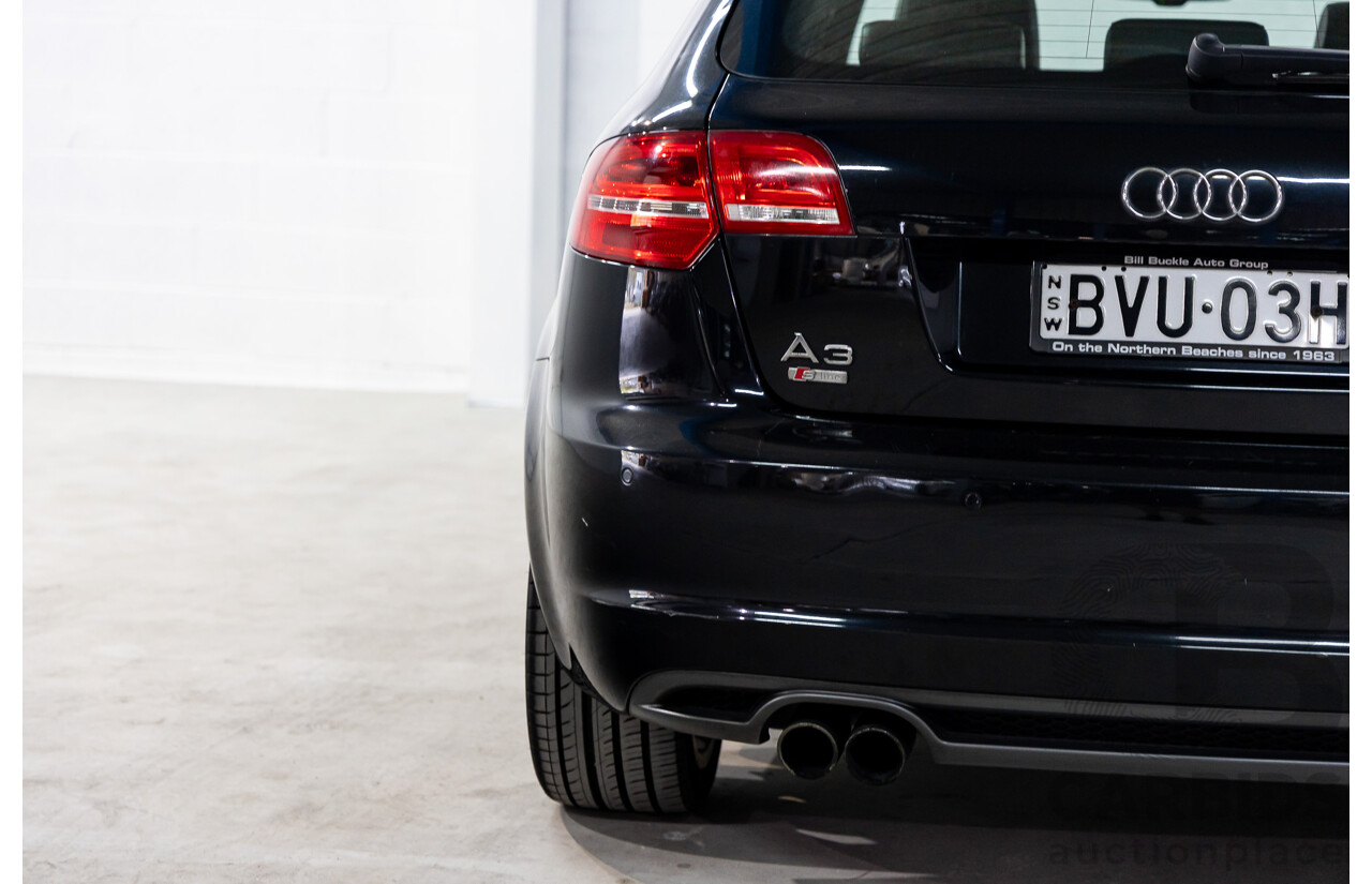 7/2010 Audi A3 S-Line Sportback 1.8 TFSI Ambition 8P MY10 5d Hatchback Phantom Black Pearl Turbo 1.8L