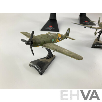 Collection of Diecast German WW2 Aircraft Including 1940 Dorimer, 1942 Junkers Ju 52/3, Focke-Wulf 190, Messerschmitt ME-109 and ME-262, JU 87 Stuka