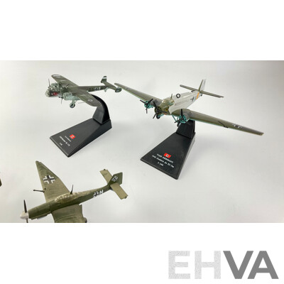 Collection of Diecast German WW2 Aircraft Including 1940 Dorimer, 1942 Junkers Ju 52/3, Focke-Wulf 190, Messerschmitt ME-109 and ME-262, JU 87 Stuka
