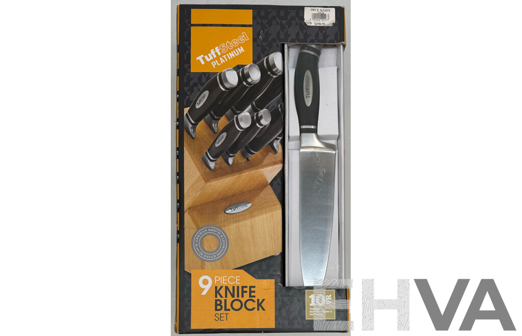 TuffSteel 9-Piece Platinum Knife Block Set